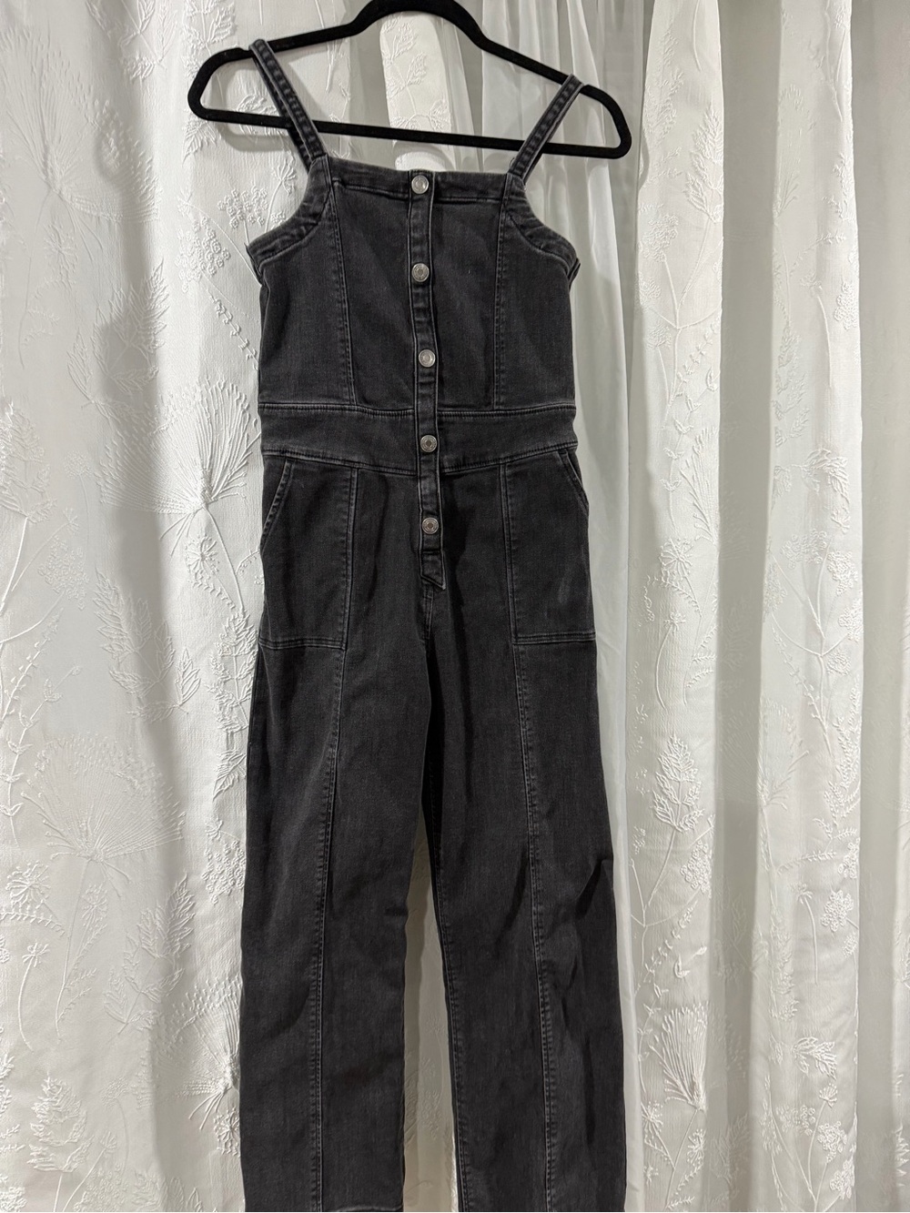 abercrombie kids black denim jumpsuit